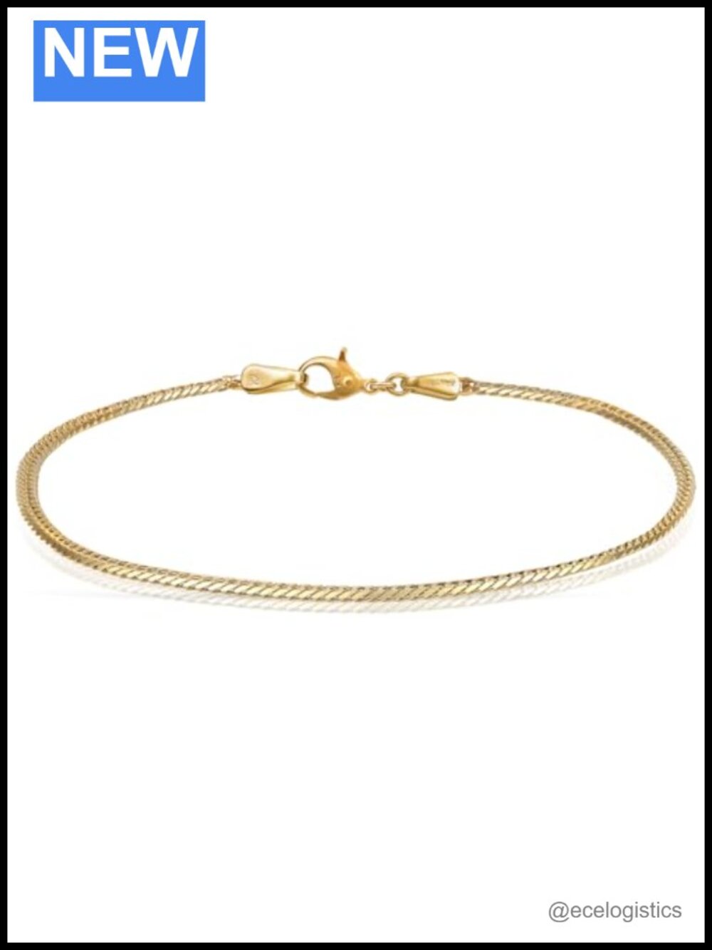 14k Solid Gold Kihei Chain Bracelet, 7.5", 3g, Lobster Clasp